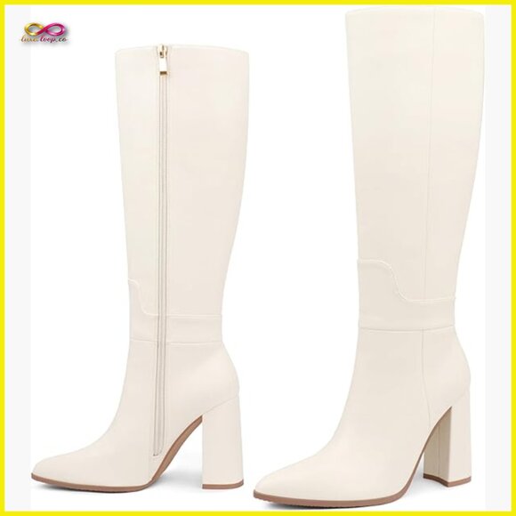 Knee High Heeled Boots Pointed Toe Elegant Chic Modern Dressy Wardrobe Staple